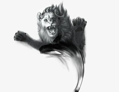 水墨狮子图片免抠