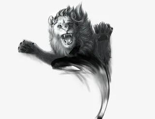 水墨狮子图片免抠