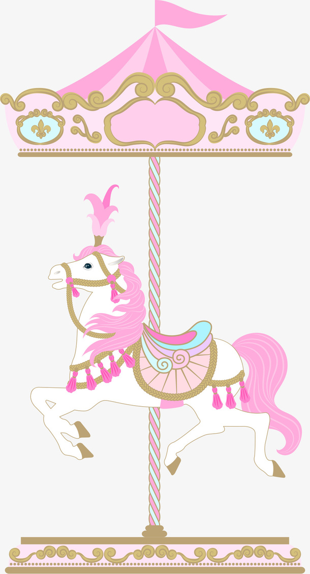 手绘旋转木马免抠