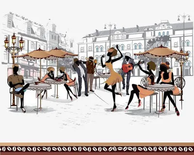 咖啡厅内舞蹈的人们免抠