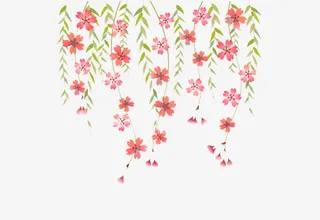 手绘彩色柳条素材免抠