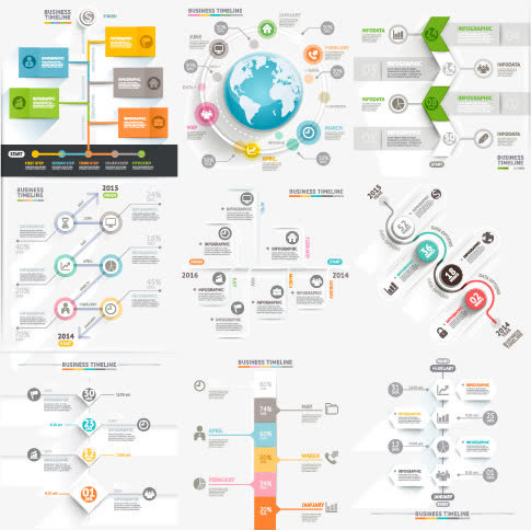 个性商务信息图表设计矢量素材,免抠
