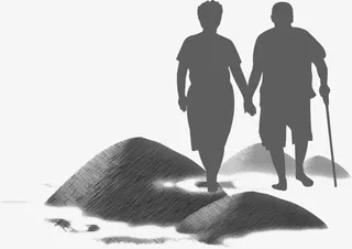 重阳节孝敬父母剪影免抠