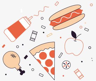 矢量快餐三明治番茄酱苹果免抠