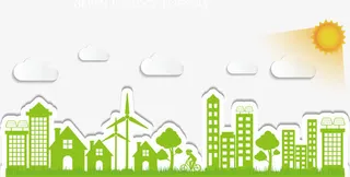 绿色楼房边框纹理免抠