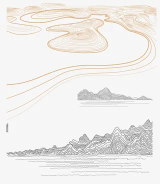 线条国画风元素免抠