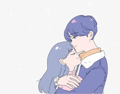拥抱的情侣治愈系人物插画免抠