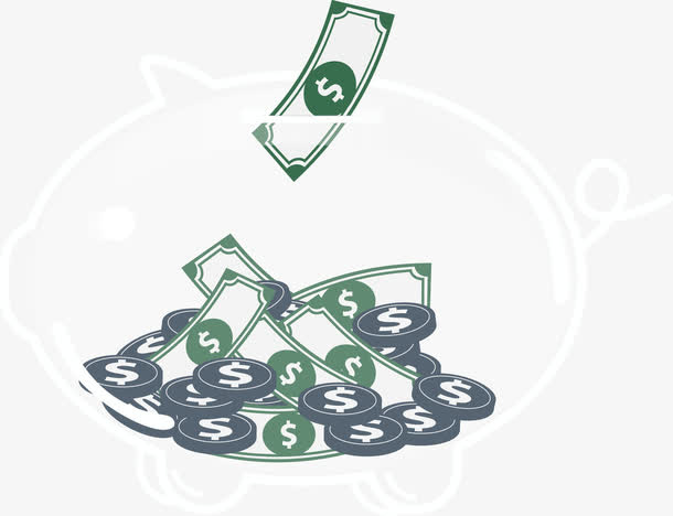 透明的小猪存钱罐矢量免抠