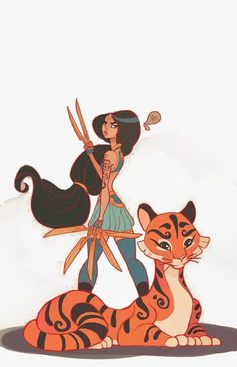 美女与老虎免抠