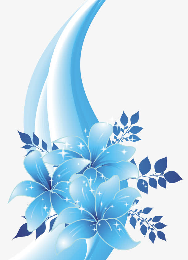 蓝色冰花免抠
