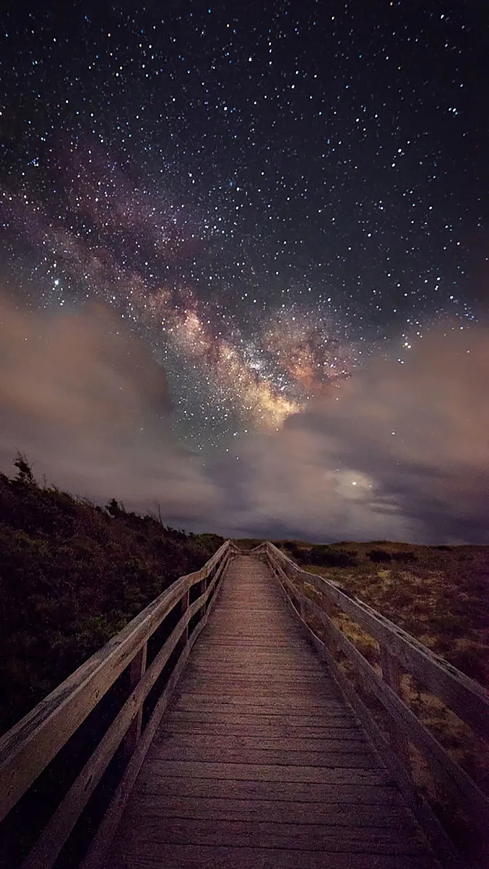 星空下的马路风景背景H5背景高清