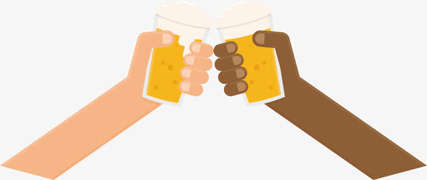 手握啤酒杯干杯免抠