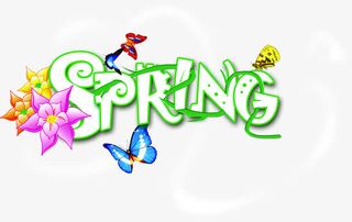 春天彩色艺术字母蝴蝶花朵免抠