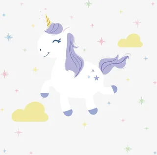 开心跳跃的白色独角兽免抠