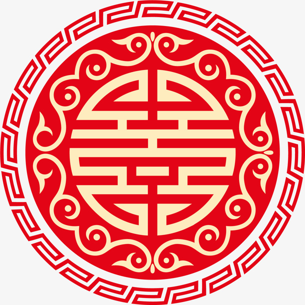 红色中国风喜字装饰免抠