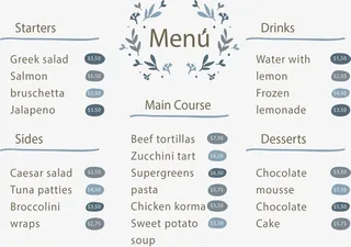 水彩树枝菜单模板免抠