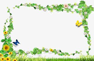 春天  绿色 边框免抠
