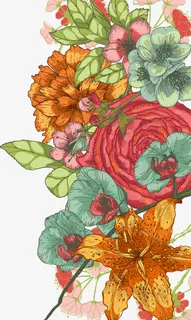 多彩手绘花朵免抠