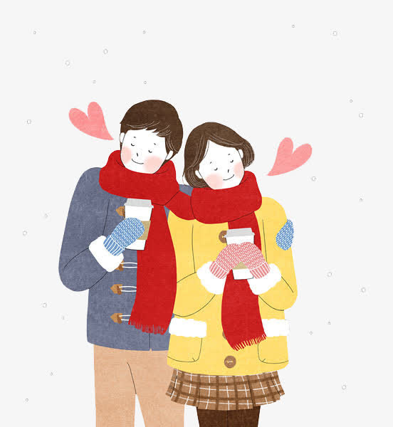 一对在雪中的小情侣免抠