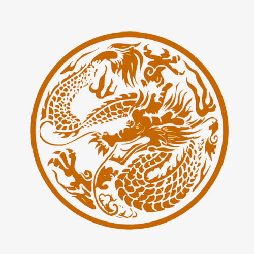 中国龙图腾圆形图案免抠