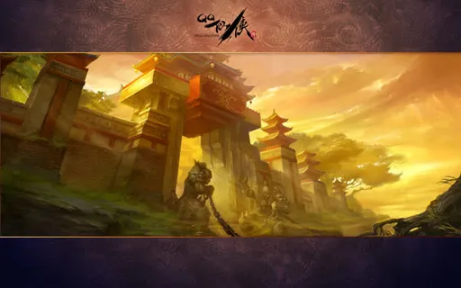 中国风玄幻游戏大门海报背景 中国风玄幻游戏大门海报背景
