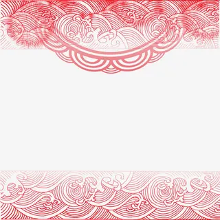 红色喜庆装饰花纹花边免抠