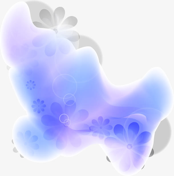 水墨蓝紫灰色晕染花朵免抠