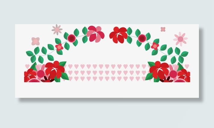 手绘花红花藤banner