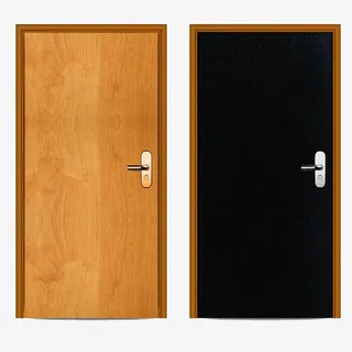 中式木门的卡通版免抠