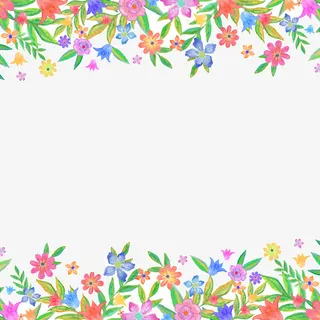 手绘多彩花海设计素材免抠