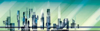 现代城市商业楼盘剪影背景banner高清