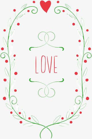 绿色花藤LOVE标签免抠