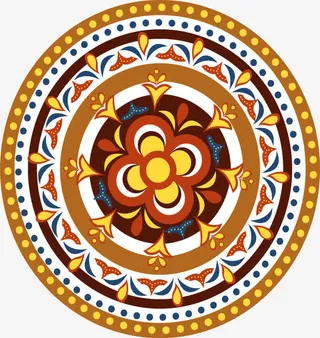 黄色中国风古典花纹免抠