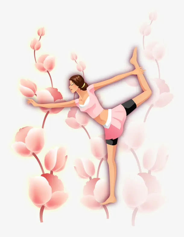 花枝招展瑜伽美女矢量图免抠