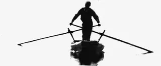 黑色人物划船背影免抠