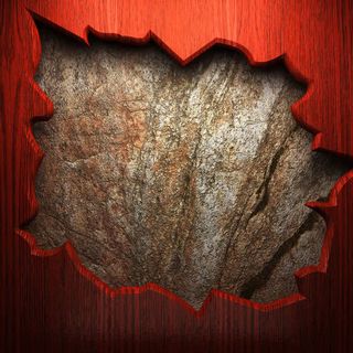 石头墙面上的红木纹免抠