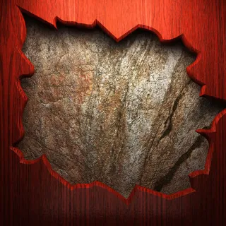 石头墙面上的红木纹免抠