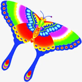 创意手绘扁平蝴蝶风筝造型免抠