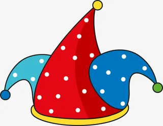 红色卡通小丑帽子免抠