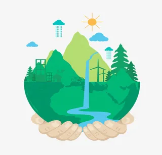 卡通创意手捧地球免抠免抠