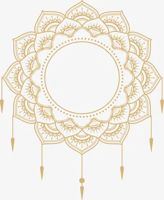 金色曼陀罗花纹标题框免抠