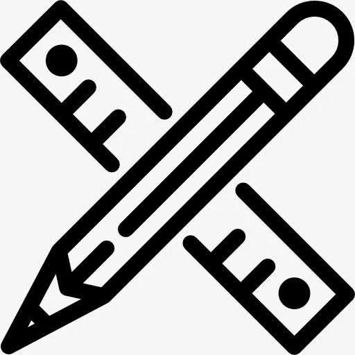 铅笔和直尺划线图标免抠