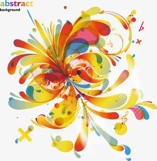 时尚炫彩花朵花纹设计免抠