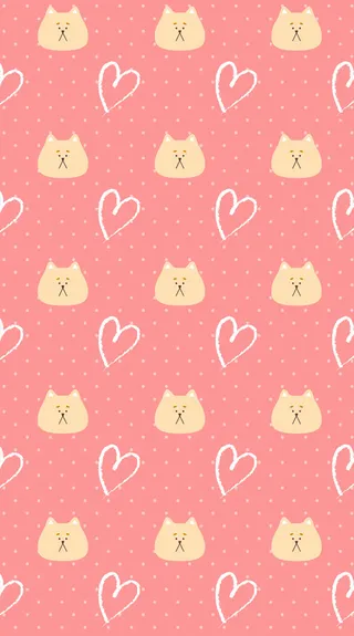 小沟桃心猫咪平面背景高清