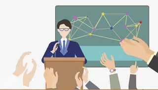 扁平风插图鼓掌欢迎专家学者免抠