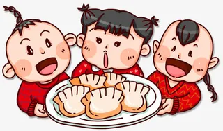 冬至吃饺子卡通装饰图案免抠