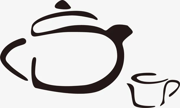 手绘茶壶和茶杯免抠
