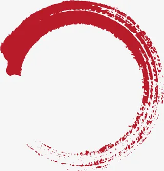 红色毛笔笔触 圆圈，龙形笔触免抠