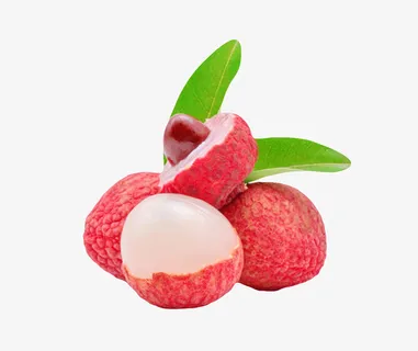 红色新鲜带叶子的荔枝实物免抠 红色新鲜带叶子的荔枝实物免抠