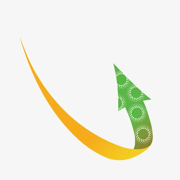矢量黄绿色圆圈印花曲线箭头免抠